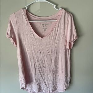 American Eagle Outfitters Light Pink V-Neck Soft & Sexy Tee
